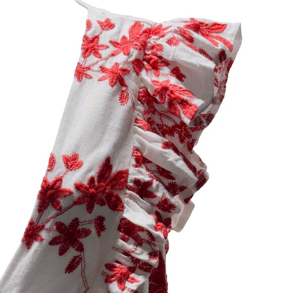 SKYLAR ROSE Women’s Top Cotton Linen Look Floral Embroidered Peplum Waist Size M - Picture 8 of 11